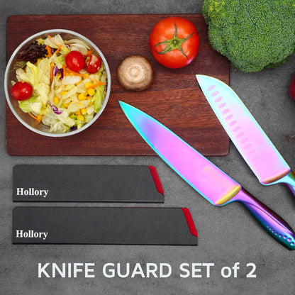 Kitchen Knife Guards Set, Universal Blade Covers, Abs Plastic BPA-Free Blade Protector with Velvet Lining, Professional Kitchen Knife Storage Solution for Home Cooks, Black (2 Pcs)