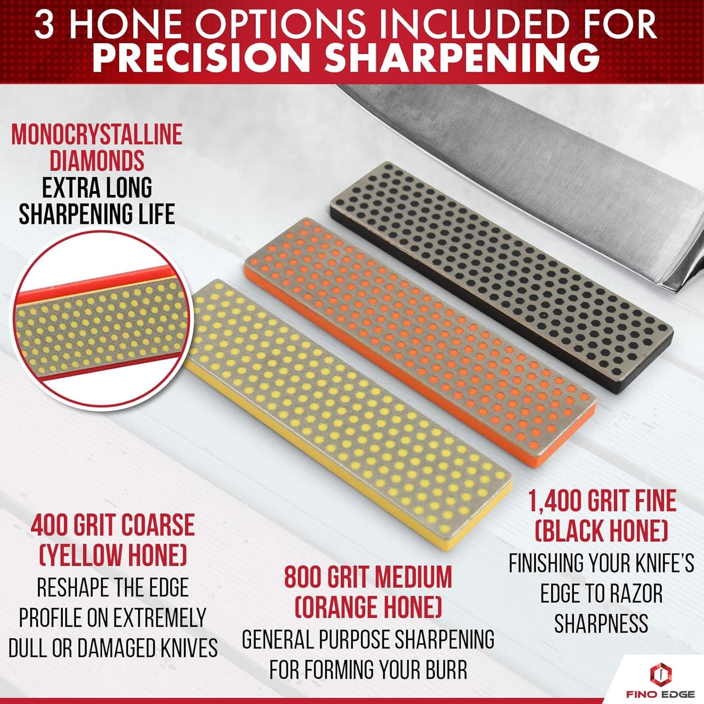 Professional Knife Sharpeners for Kitchen Knives - Diamond - Designed with Tight Clamp, Stable Base - Easy To Assemble with Reference Guide & Instruction Manual