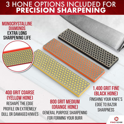 Professional Knife Sharpeners for Kitchen Knives - Diamond - Designed with Tight Clamp, Stable Base - Easy To Assemble with Reference Guide & Instruction Manual