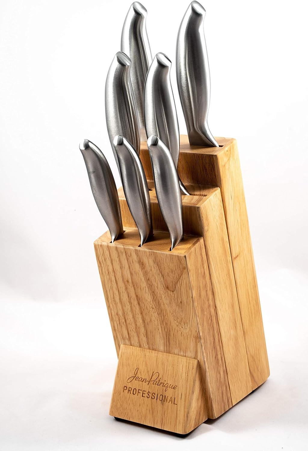 Jean-Patrique Chopaholic Kitchen Knife Set with Block - All Purpose Collection & Wooden Stand - Utility, Paring, Serrated, Bread, Slicing Knives - Sharp & Dishwasher Safe