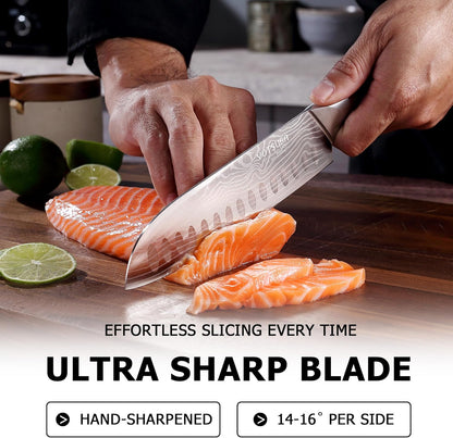 YOTSUBA Carving Knife and Fork Set, Meat Cutting Knife, Razor-Sharp German Stainless Steel Knives Fork Set with Ergonomic Wood Handle, Slicing Knives for Meats, BBQ & Vegetables