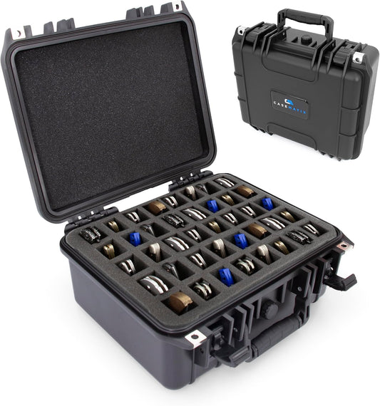 CASEMATIX 56 Folding Knife Case - Waterproof Pocket Knife Holder and Knife Box Organizer Fits 56 Folding Knives, Swiss Army Knives & More Up To 5.5" Folded in Lockable Knife Storage Case