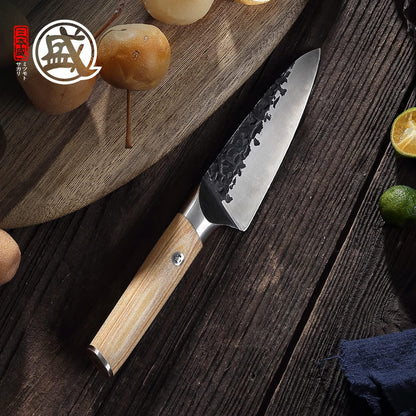 MITSUMOTO SAKARI Japanese Nakiri Knife 7 Inch, Hand Forged SKD-11 High Carbon Steel Vegetable Knife, Ultra-Sharp Thin Blade, Pakkawood Handle for Home & Pro