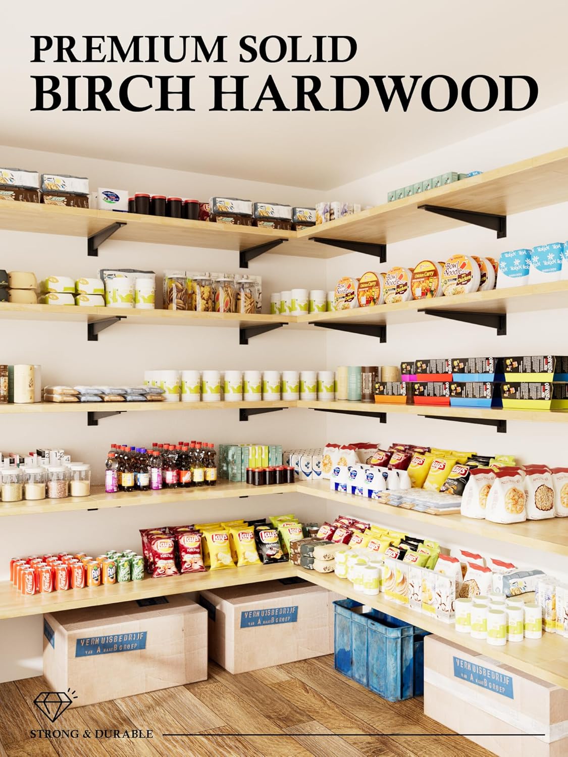 4FT Butcher Block Countertop Birch Solid Wood - 50" x 25" Table Top Butcher Block Cutting Board for Kitchen Island Cart Living Dining Office Desk Workbench Washer Dryer Countertop Unfinished 1.5" Th