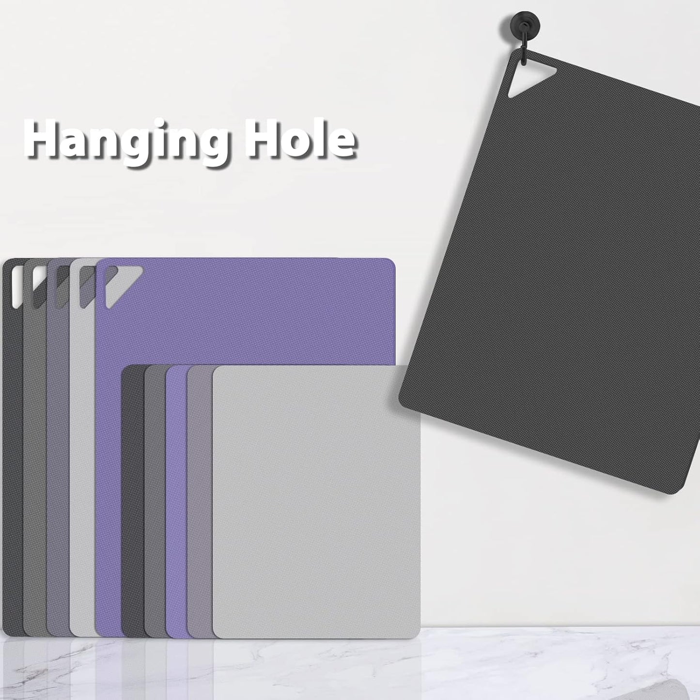 WK Flexible Plastic Cutting Boards Mats for Kitchen, Flexible Non Slip Cutting Mat, Thin Cutting Sheets, BPA Free, Dishwasher Safe, Multi Sizes
