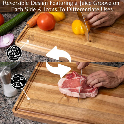 Acacia Wood Cutting Board (10x7x0.8 In.) - Small Mini Wooden Bar Steak and Cheese Chopping Boards for Kitchen with Juice Groove, Tiny Rustic Carving Breadboard for Serving Lime with Handle
