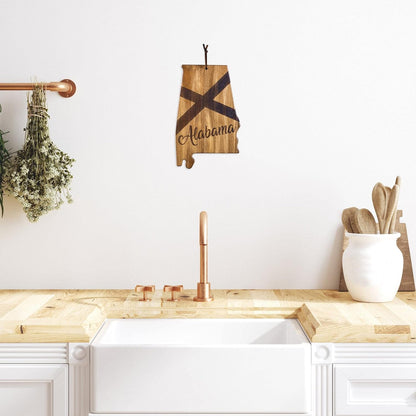 Totally Bamboo Rock & Branch Origins Series New York State Shaped Cutting Board and Charcuterie Serving Tray, Includes Hang Tie for Wall Display