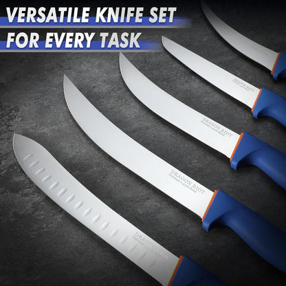 DRAGON RIOT 3 Pcs Butcher Knife Set, Stainless Steel Boning & Carving Knives, Sharp Kitchen Cutlery for Meat Cutting Trimming, Perfect for Home Kitchen, Outdoor Camping BBQ & Holiday Gift