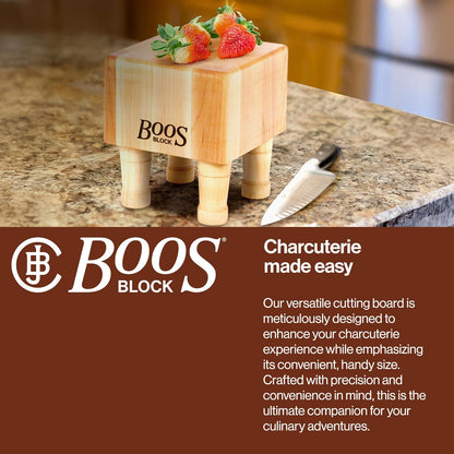 John Boos MC Series Square Wooden Maple Cutting Board 12”x12” – 3” Thick, 13-lb Non-Reversible Butcher Block with Raised Feet & End-Grain