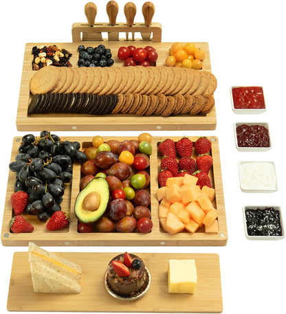 drmvalg Charcuterie Board Cheese Tray Set with Stainless Steel Knives, Slates and Bowls. Gift for Housewarming, Wedding Couple, Bridal Shower (cb001)
