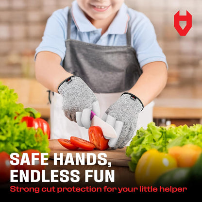 NoCry Kids Cutting Gloves, XXS (4-7 Years) — 100% Food Grade and Level 5 Protection — Comfortable and Lightweight, Yet Tough — Ambidextrous — Ideal for Fishing, Wood Carving and Whittling