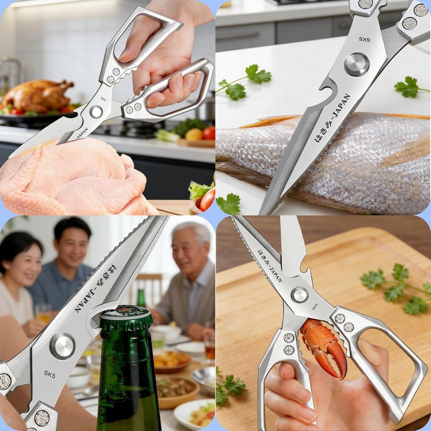 Kitchen Scissors with Safety Tip Cover, Heavy Duty Stainless Steel Kitchen Shears for Poultry, Meat & Food Prep, Dishwasher Safe Ergonomic Handle