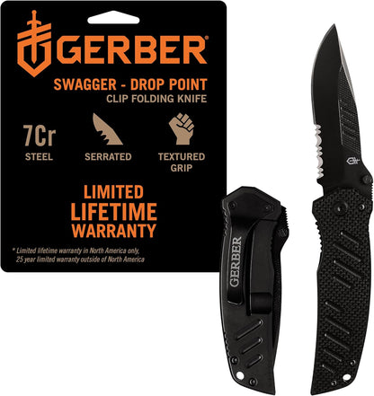 Gerber Gear Swagger Knife, Serrated Edge, Drop Point [31-000594]