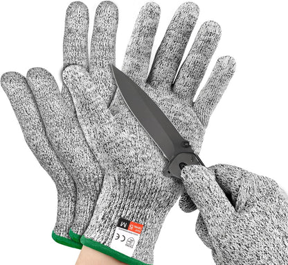 2 Pairs Cut Resistant Gloves Level 5 Protection, Food Grade Cut Proof Gloves, Safety Anti Cutting Glove For Cooking Meat, Oyster Shucking, Mandoline, Chefs, Food Prep, Carving, Butcher (M+L)