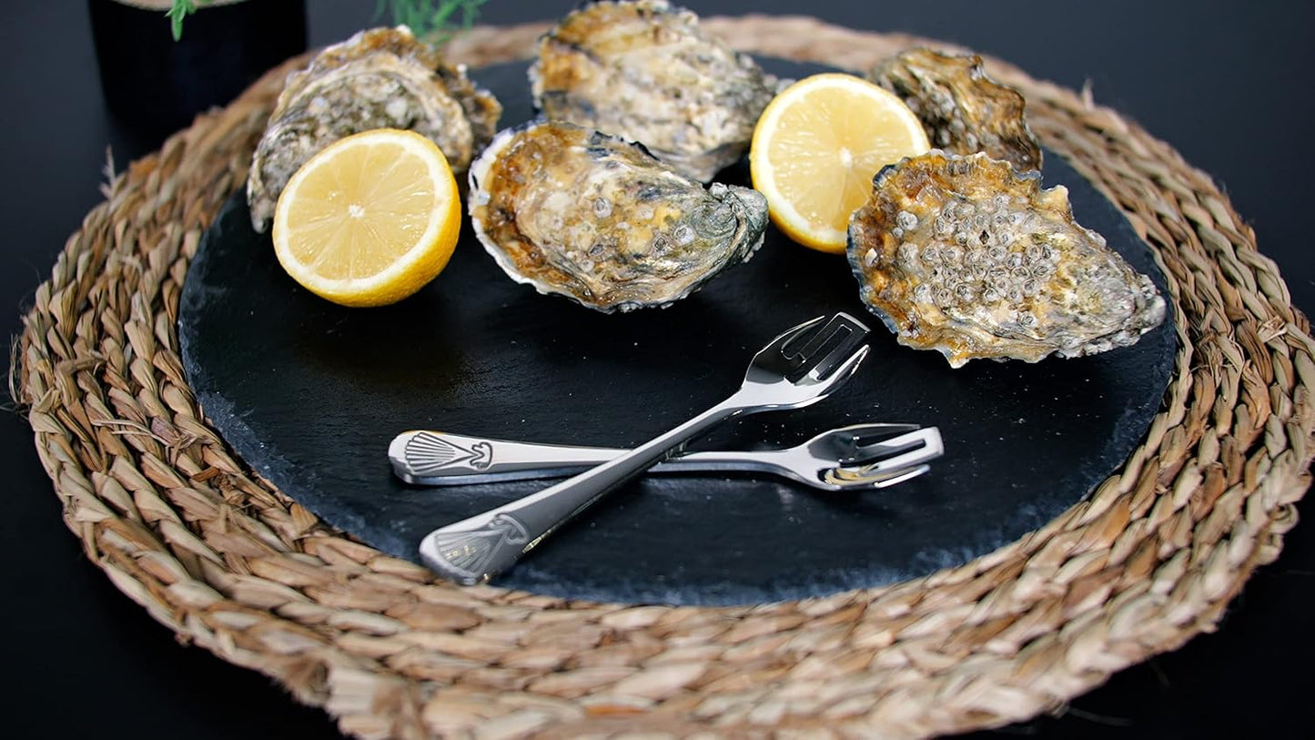 Specialty Oyster Forks Set of 6 Stainless steel 18 10 Center fork crafted into a knife