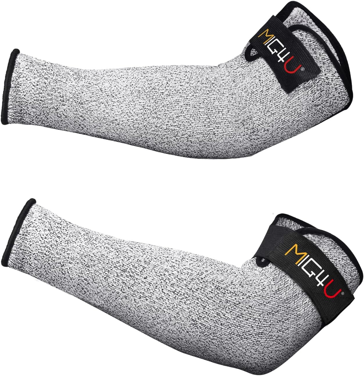 MIG4U Cut Resistant Sleeves with Leather Patches, Arm Safety Protection for Men and Women Thin Skin, Anti Puncture Level 5 Protective Arm Sleeve in Gardening, Farm, Welding, 18''