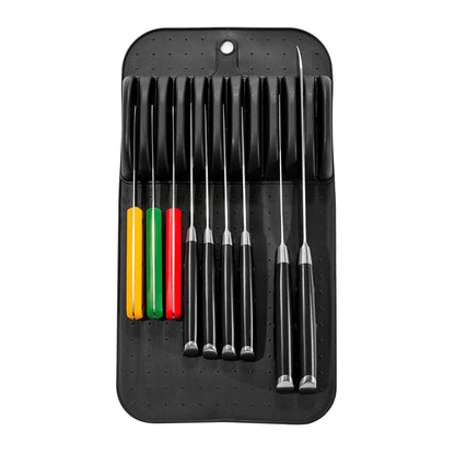 madesmart Large Knife Mat, Soft-Grip In Drawer Knife Organizer for 12 Knives, Non-Slip Kitchen Drawer Storage, Space Saving Knife Block Alternative, Carbon