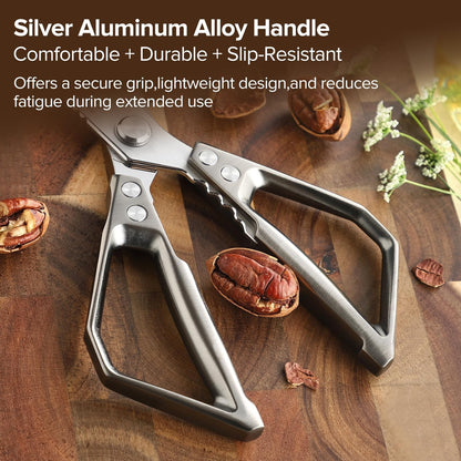 XINZUO Sandvik 14C28N Stainless Steel Multi-Purpose Kitchen Shear,Heavy Duty Kitchen Food Scissors For (Meat/Herbs/Poultry),With Silver Aluminum Alloy Handle