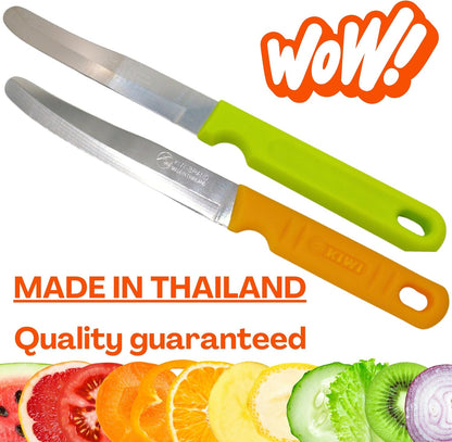 Round Tip Knife, Blunt Knife, Rounded Tip Knives for Cutting Fruit and Vegetable, Smooth Sharp Blade, Safety Knifes (Yellow)