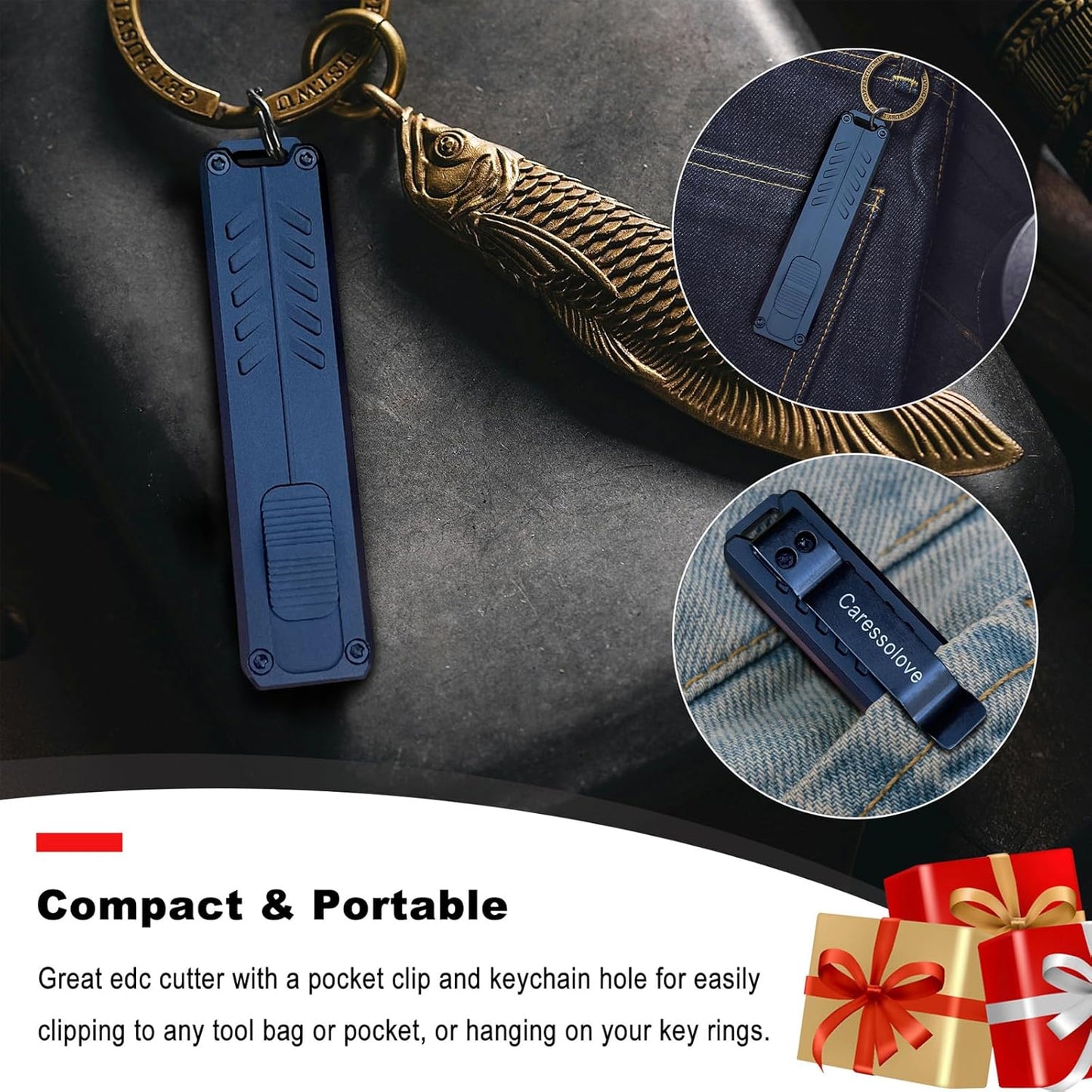 Automatic Utility Knife, Safety Auto Box Cutter Retractable, EDC Push Button Exacto Scalpel Knife, 10PCS #23 Razor Blades Pocket Knives with Clip