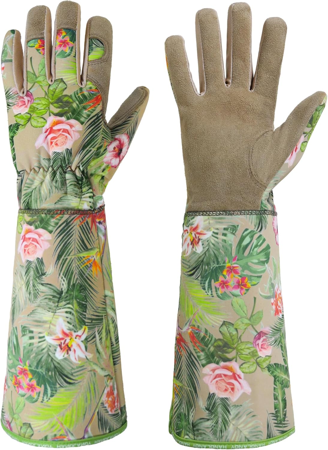 HANDLANDY Rose Pruning Gloves for Men & Women, Long Thorn Proof Gardening Gloves, Breathable Pigskin Leather Gauntlet, Best Garden Gifts & Tools for Gardener