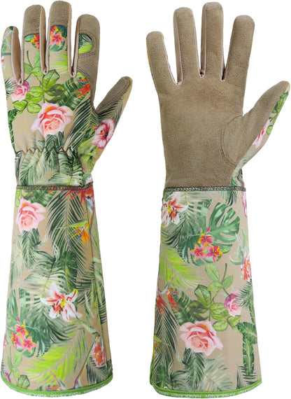 HANDLANDY Rose Pruning Gloves for Men & Women, Long Thorn Proof Gardening Gloves, Breathable Pigskin Leather Gauntlet, Best Garden Gifts & Tools for Gardener