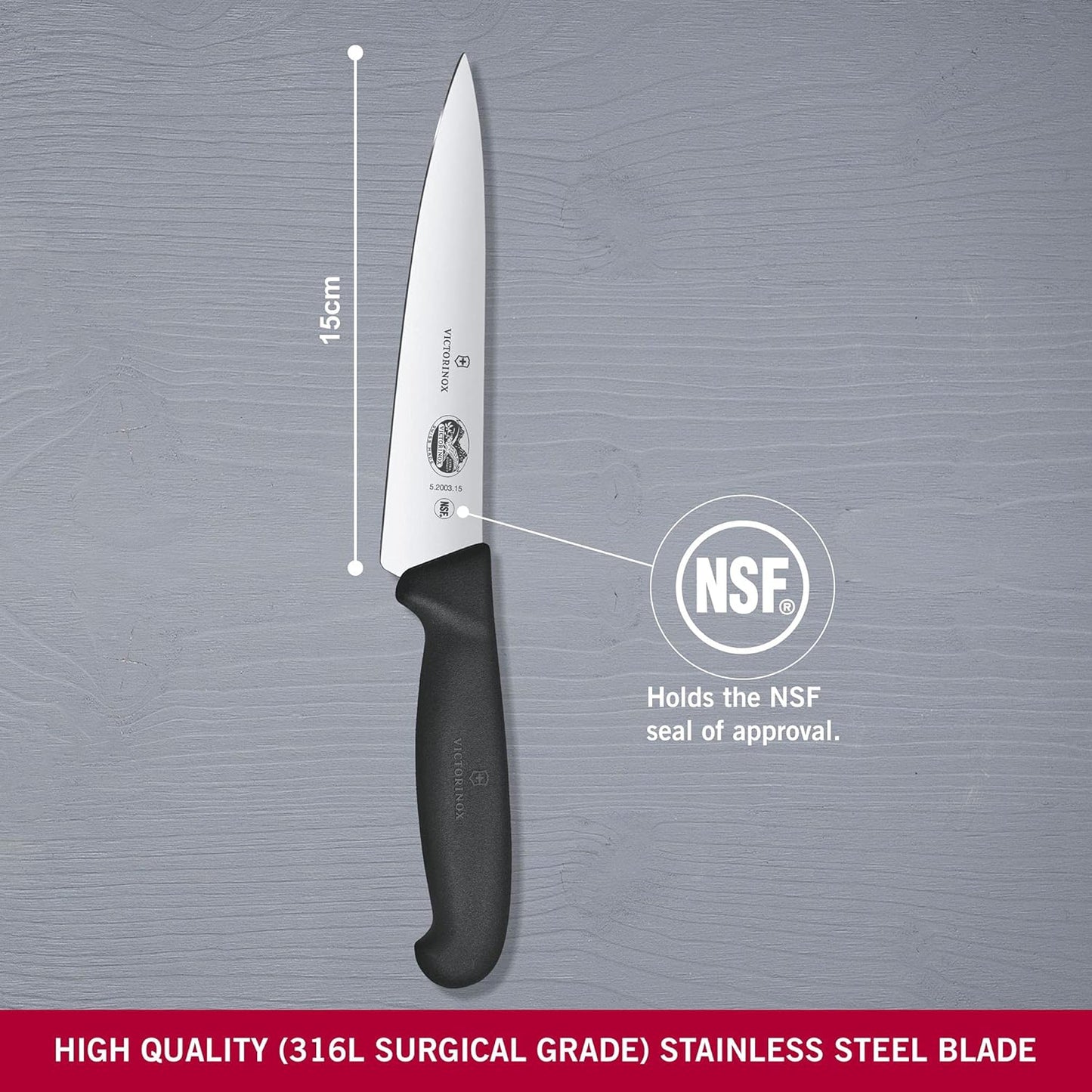 Victorinox Chef's, Black Fibrox, 6 in.