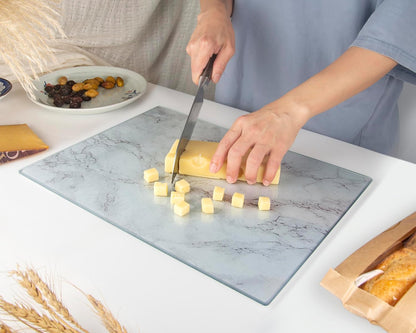 Kitchenville Glass Cutting Board 20”x16”: Tempered Glass Kitchen Counter Protector - Durable- Scratch-Resistant, Heat-Proof - Clear Design