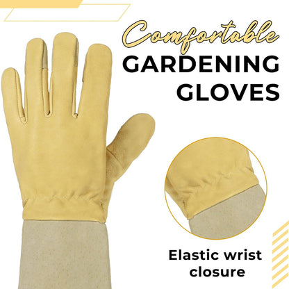 HANDLANDY Rose Pruning Gloves for Men & Women, Long Thorn Proof Gardening Gloves, Breathable Pigskin Leather Gauntlet, Best Garden Gifts & Tools for Gardener