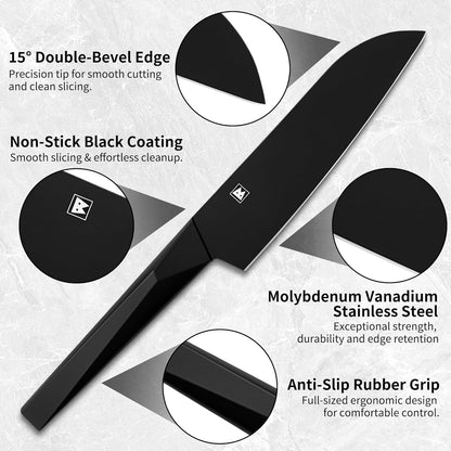6.7 Inch Santoku Knife, Made in Japan, High Carbon Molybdenum Stainless Steel Japanese Chef Knife with Sakura Handle, Kitchen Knife for Slicing Meat, Vegetable & Fruit