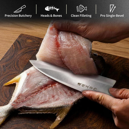 6.7 Inch Santoku Knife, Made in Japan, High Carbon Molybdenum Stainless Steel Japanese Chef Knife with Sakura Handle, Kitchen Knife for Slicing Meat, Vegetable & Fruit