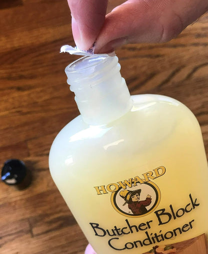 Howard Products Butcher Block Conditioner and Food Grade Mineral Oil for Wood Cutting Boards, 12 Fl Oz - Enhanced Wood Care