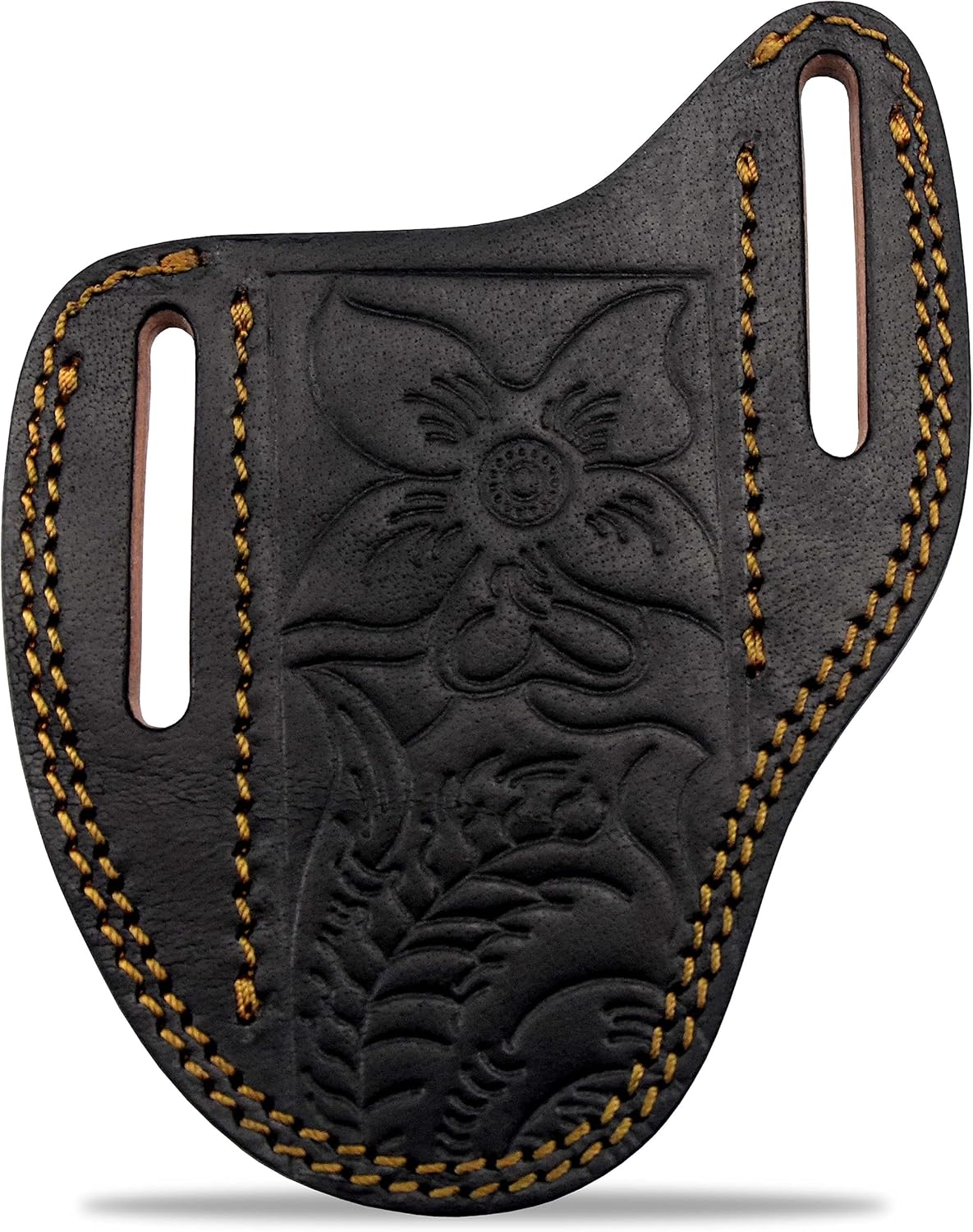 Custom Leather Sheath Slanted Pancake Tooled Leather Sheath/Trapper Knife Sheath/Hunting Knife Sheath 100% Real Laether Cover/Tan Both Side Carry Design (LSB)