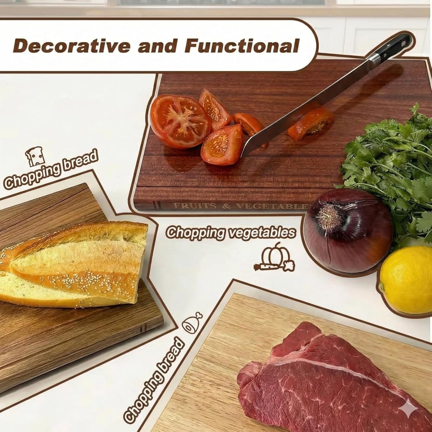 Book Cutting Board Set, Wooden Cutting Boards That Look Like Books with Stand, Unique Kitchen Decor & Charcuterie Serving Tray, Best Housewarming & Wedding Gift for Book Lovers（3pcs）