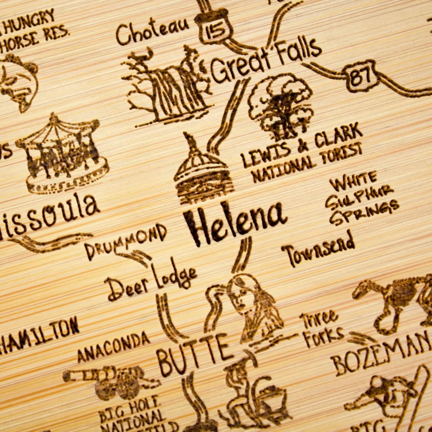 Totally Bamboo A Slice of Life New Jersey State Serving and Cutting Board, 11" x 8.75" - Colors B
