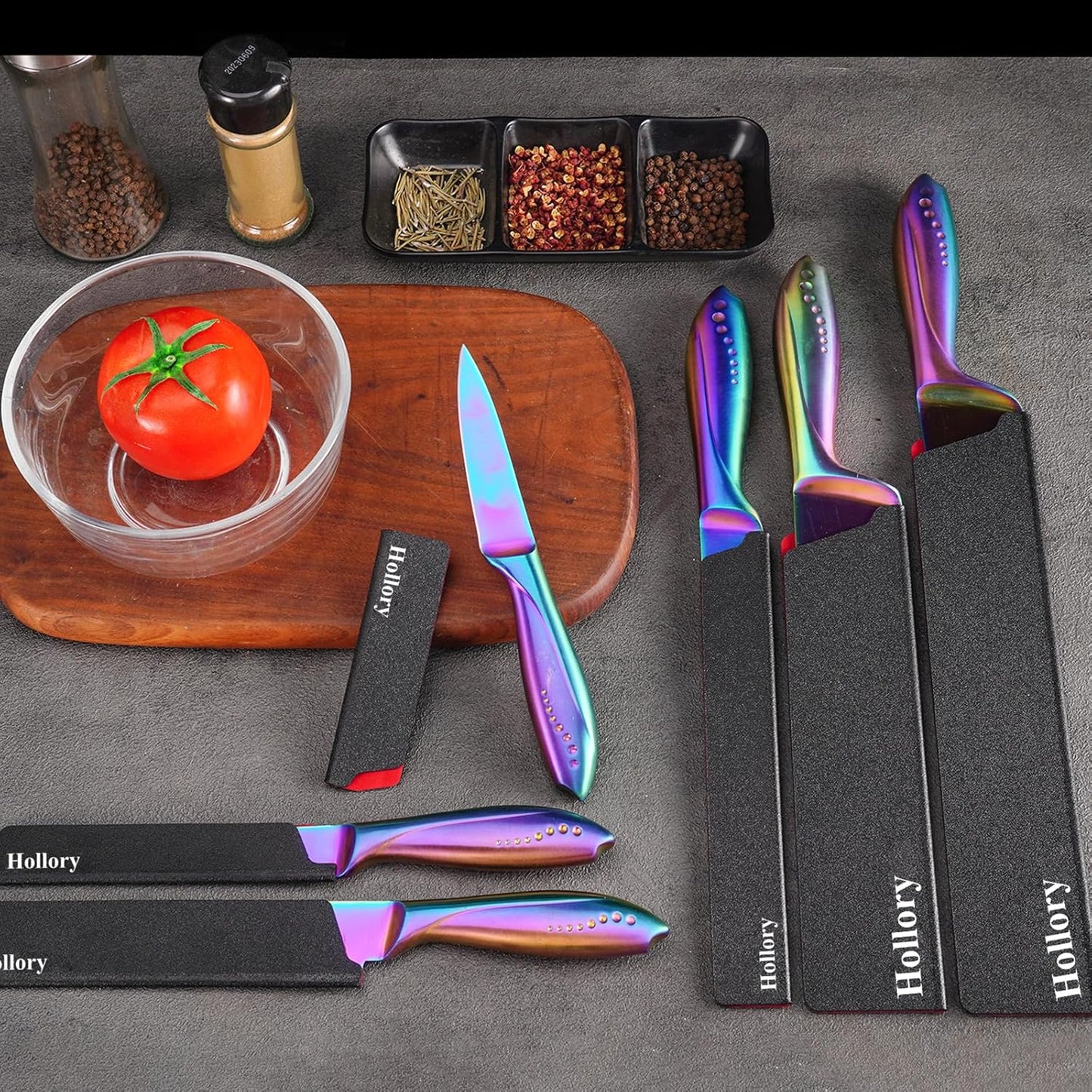 Kitchen Knife Guards Set, Universal Blade Covers, Abs Plastic BPA-Free Blade Protector with Velvet Lining, Professional Kitchen Knife Storage Solution for Home Cooks, Black (2 Pcs)