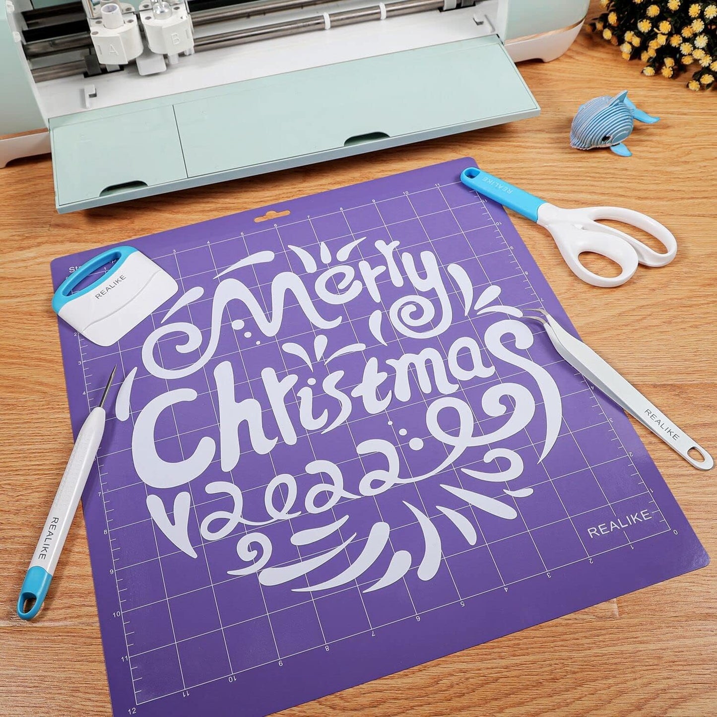 REALIKE 12x12 Lightgrip Cutting Mat Compatible with Cricut Maker 3/Maker 4/Maker/Explore 3/4/Air 2/Air/One(3 Mats), Gridded Adhesive Non-Slip Cut Mat for Crafts, Quilting, Sewing and All Arts