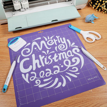 REALIKE 12x12 Lightgrip Cutting Mat Compatible with Cricut Maker 3/Maker 4/Maker/Explore 3/4/Air 2/Air/One(3 Mats), Gridded Adhesive Non-Slip Cut Mat for Crafts, Quilting, Sewing and All Arts