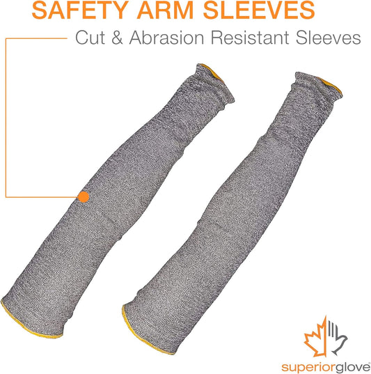 Superior Glove Cut Resistant Work Sleeves with Thumbholes for Men and Women - 18" Length - KTAG1T18T (Large)