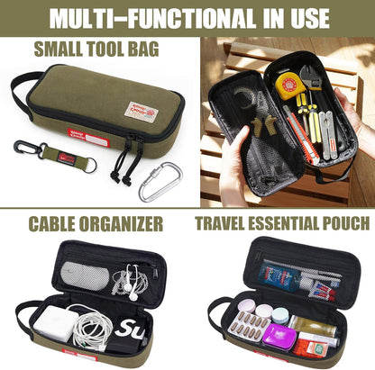 Rough Enough Small Tool Bag Pouch Box EDC Organizer Storage Case for Accessories with Zipper Portable Handle