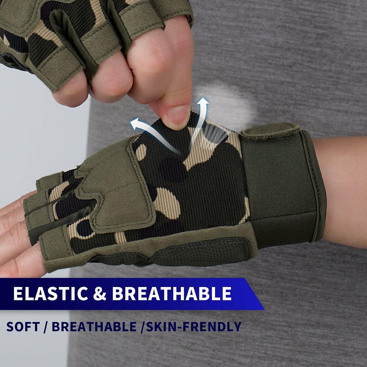 FIORETTO Fingerless Workout & Exercise Gloves for Gym, Weight Lifting, Airsoft, Shooting, Hunting, Hiking, Cycling, Driving, Motorcycle, Climbing M210603