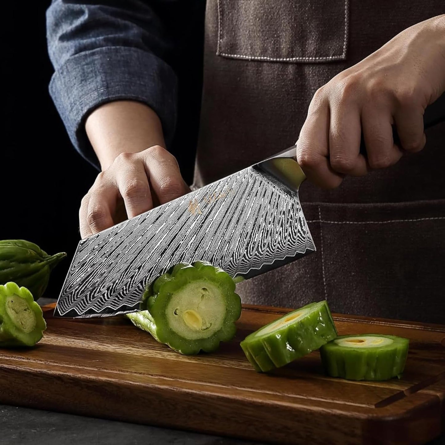 Wakoli Damascus Chef Knife Set with Magnetic Block – 5-Piece Professional Kitchen Knife Block Set, Genuine 67-Layer Damascus Steel Blades with VG10 Core & Ergonomic Sycamore Wood Handles