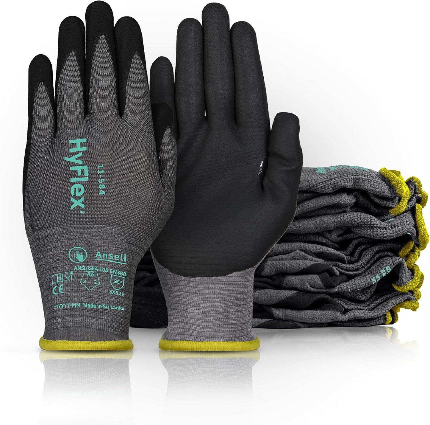 Ansell HyFlex Cut Resistant Touchscreen Work Gloves with Aerofit Precision Comfort Technology