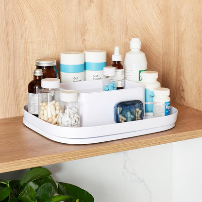 YouCopia MagicTrack Rectangle Lazy Susan Turntable: Kitchen & Bathroom Pantry, Cabinet & Countertop Storage Organizer with 360° Spin, Non-Slip, White Speckled BPA-Free