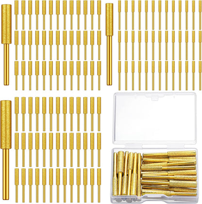 120 Pcs Diamond Chainsaw Sharpener Stones Bits High Hardness Chainsaw Sharpening Bulk Titanium Plated Wheels Grinding Tool for Electric Gold Chain Saw Jewelry Stone (5/32 Inch, 3/16 Inch, 7/32 Inch)