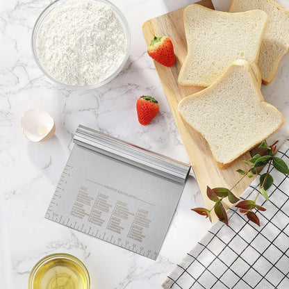 BOORIKA Dough Scraper & Bench Scraper Kitchen – Stainless Steel Sourdough Tools – Dough Cutter for Sourdough Bread, Pizza, and Flat Top Griddles – Chef Approved (Light)