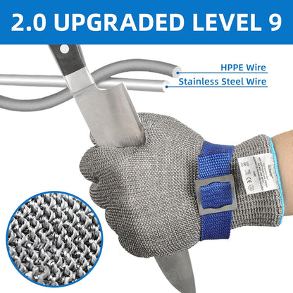 Schwer SlicePro ANSI A9 Cut Resistant Glove PR1706, Stainless Steel Mesh Metal Glove, Food Grade for Kitchen Cooking, Butcher Meat Cutting, Oyster Shucking, Mandoline, Fishing, (M, 1 PCS)