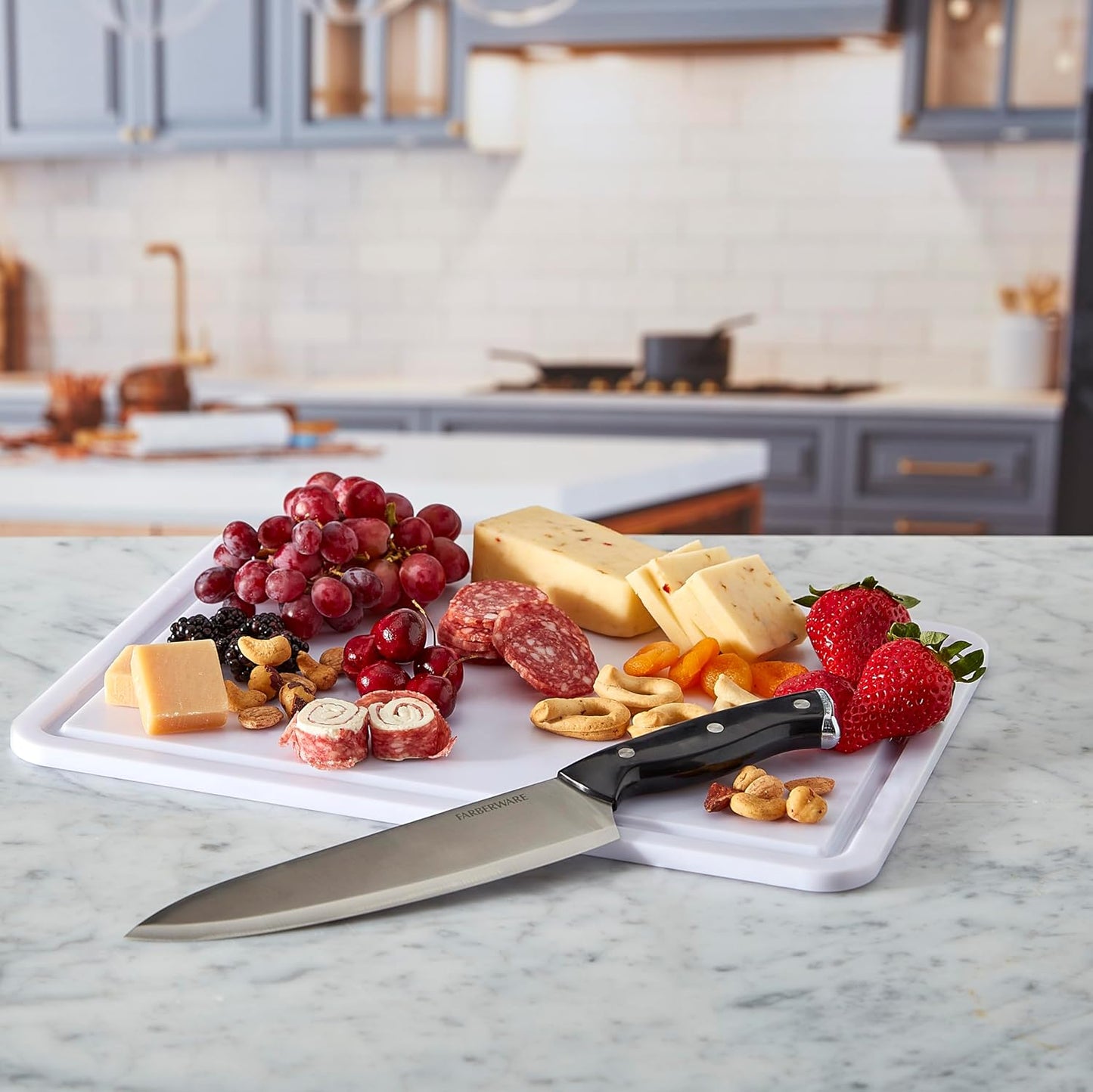 Farberware Build Snacklebox Serving Tray with Locking Bamboo Cutting Board Lid, Portable Storage Container with Compartments for Charcuterie, and More, Natural