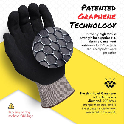 Quest Protective Apparel Cut Resistant Work Gloves (ANSI A1) – Lightweight Graphene Gloves for Gardening, DIY, Mechanical & General Handling – Breathable Grip Gloves for Men & Women – Large, Pack of 3