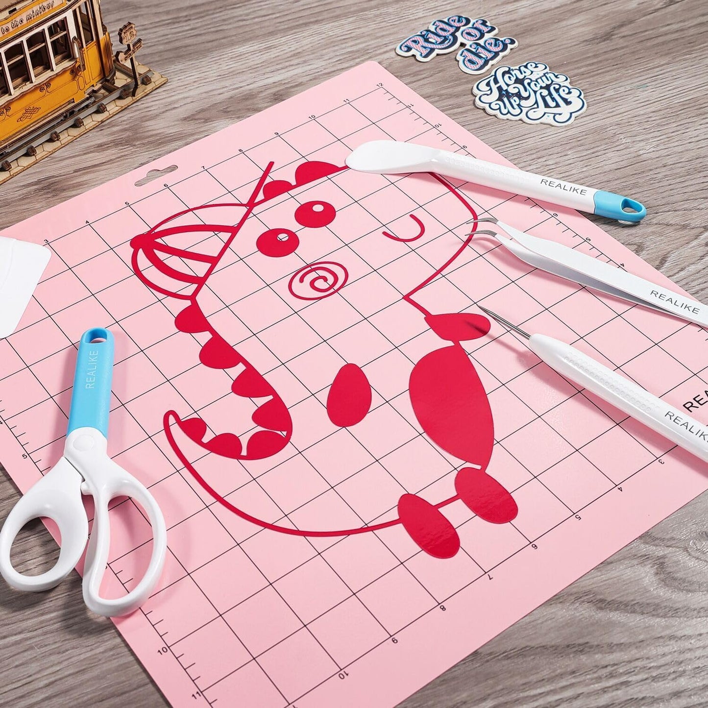 REALIKE 12x12 Lightgrip Cutting Mat Compatible with Cricut Maker 3/Maker 4/Maker/Explore 3/4/Air 2/Air/One(3 Mats), Gridded Adhesive Non-Slip Cut Mat for Crafts, Quilting, Sewing and All Arts